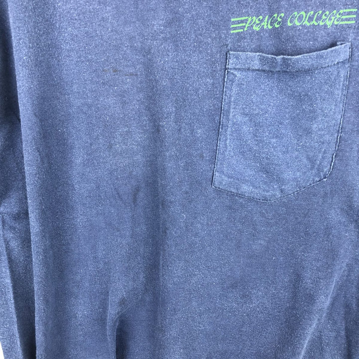 80s-90'S Collegiate Pacific Long-Sleeve T-Shirt, Made in USA, Men's Size M (Equivalent), Vintage cotton navy blue type Vintage Second Hand