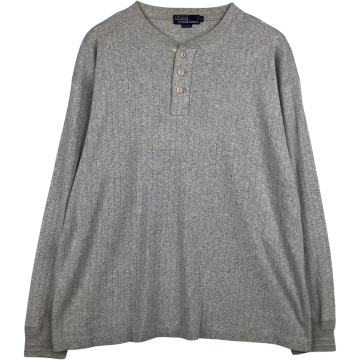 Ralph Lauren POLO by Ralph Lauren Long-Sleeve T-Shirt, Men's Size L (equivalent), Henley Neck cotton gray type Vintage Second Hand