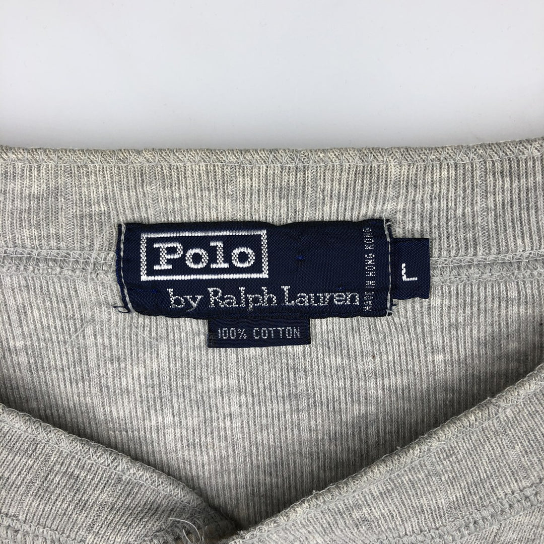 Ralph Lauren POLO by Ralph Lauren Long-Sleeve T-Shirt, Men's Size L (equivalent), Henley Neck cotton gray type Vintage Second Hand