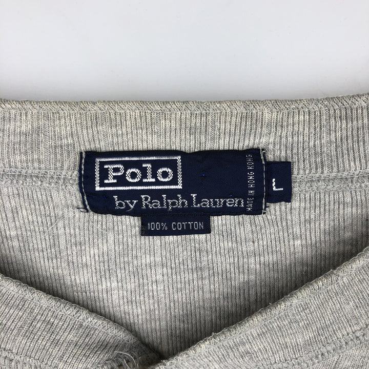Ralph Lauren POLO by Ralph Lauren Long-Sleeve T-Shirt, Men's Size L (equivalent), Henley Neck cotton gray type Vintage Second Hand
