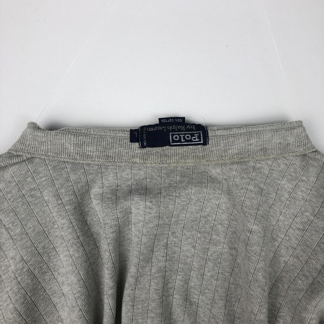 Ralph Lauren POLO by Ralph Lauren Long-Sleeve T-Shirt, Men's Size L (equivalent), Henley Neck cotton gray type Vintage Second Hand