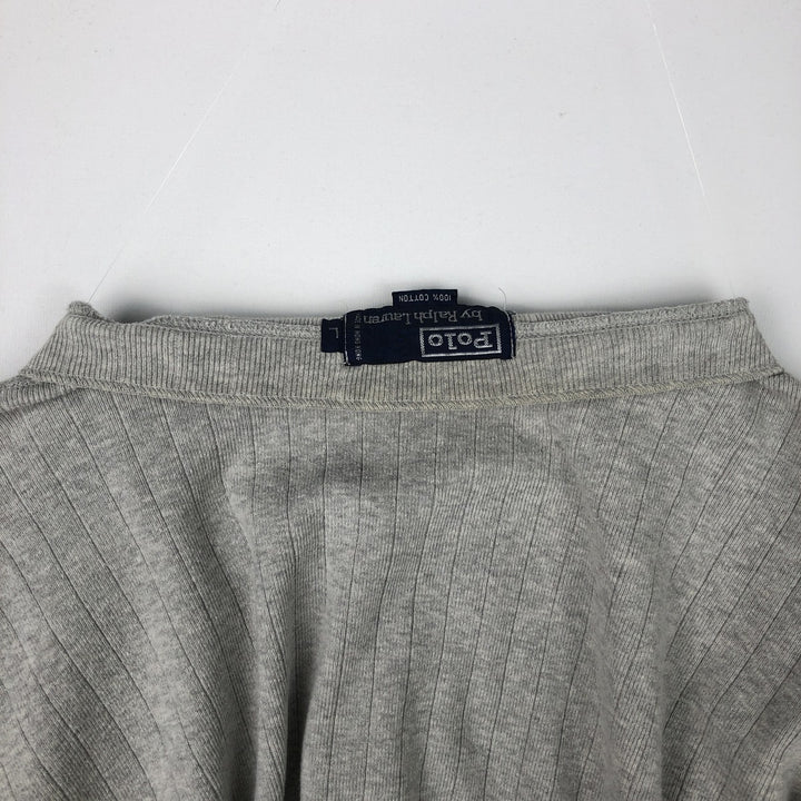 Ralph Lauren POLO by Ralph Lauren Long-Sleeve T-Shirt, Men's Size L (equivalent), Henley Neck cotton gray type Vintage Second Hand