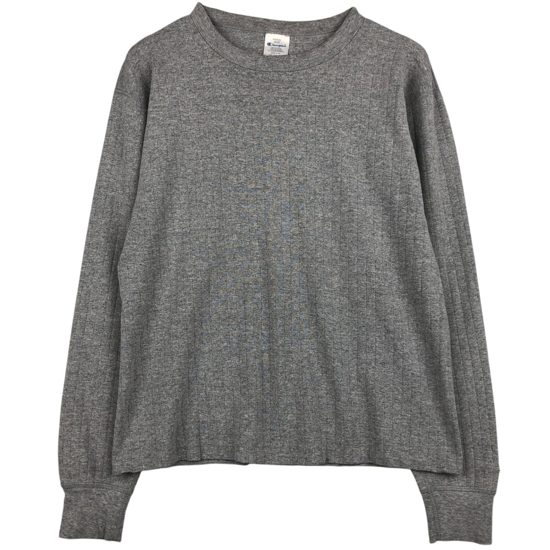 Champion Long-Sleeve T-Shirt, Made in USA, Men's Size M cotton gray type Vintage Second Hand