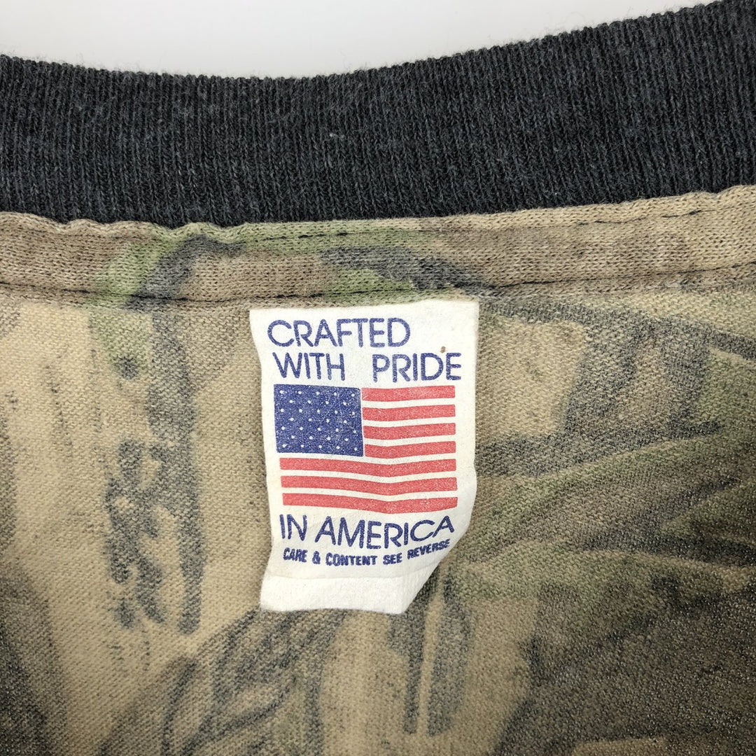 80s-90'S Camouflage Pattern Real Tree Camo Long-Sleeve T-Shirt, Made in USA, Men's XXL Equivalent, Vintage cotton Khaki type Vintage Second Hand