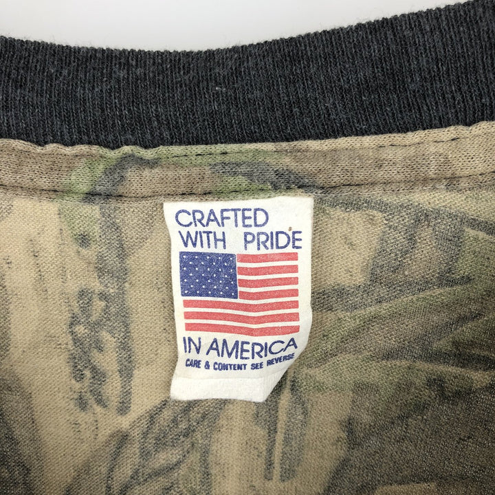 80s-90'S Camouflage Pattern Real Tree Camo Long-Sleeve T-Shirt, Made in USA, Men's XXL Equivalent, Vintage cotton Khaki type Vintage Second Hand