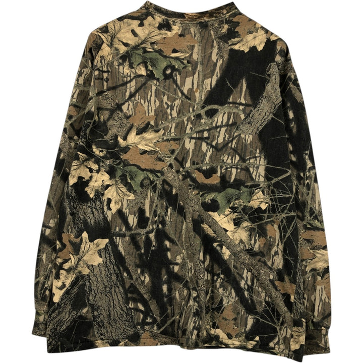80'S Mossy Oak Real Tree Camo Long-Sleeve T-Shirt, Made in USA, Men's XL (approx.) Vintage cotton Khaki type Vintage Second Hand
