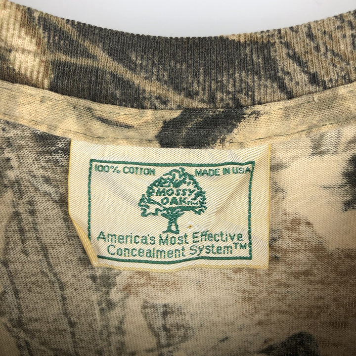 80'S Mossy Oak Real Tree Camo Long-Sleeve T-Shirt, Made in USA, Men's XL (approx.) Vintage cotton Khaki type Vintage Second Hand