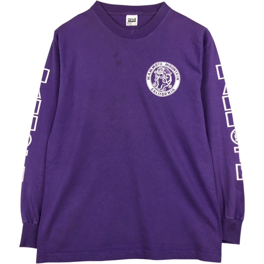 90'S Anvil Long Sleeve T-Shirt, Made in USA, Men's L Size, Vintage cotton purple type Vintage Second Hand