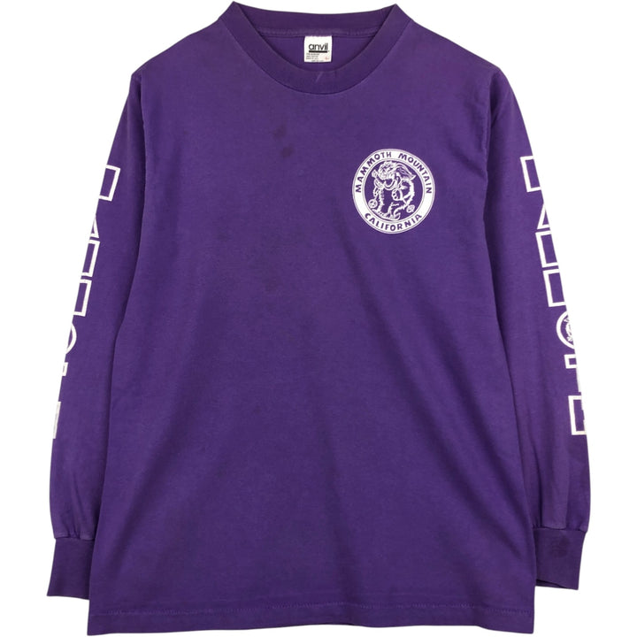 90'S Anvil Long Sleeve T-Shirt, Made in USA, Men's L Size, Vintage cotton purple type Vintage Second Hand