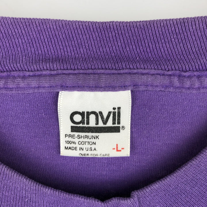 90'S Anvil Long Sleeve T-Shirt, Made in USA, Men's L Size, Vintage cotton purple type Vintage Second Hand