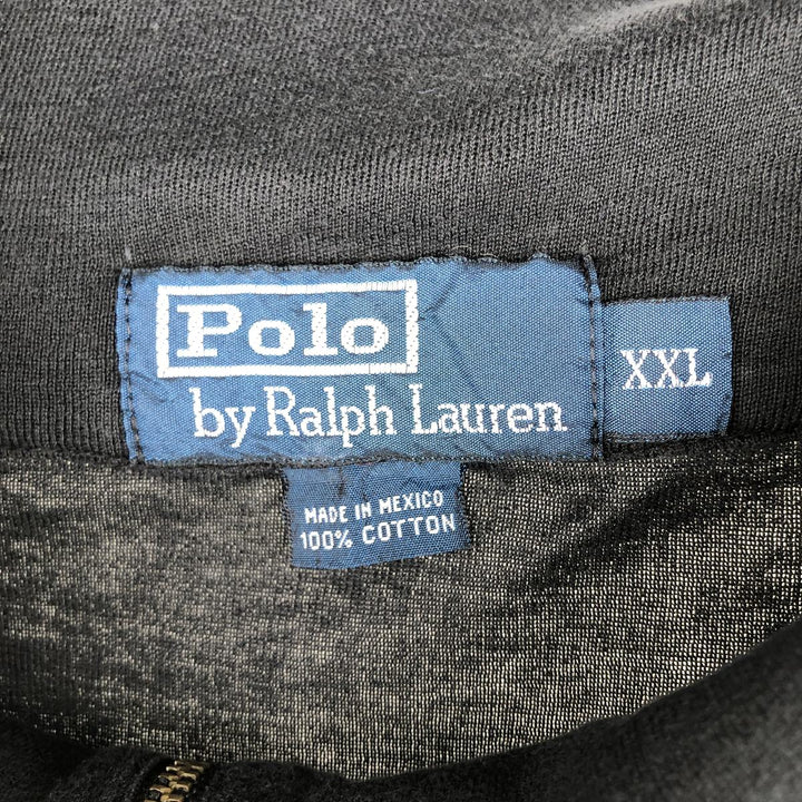 Ralph Lauren POLO by Ralph Lauren Border Pattern Half-Zip Long-Sleeve T-Shirt (Men's XXL equivalent) cotton black type Vintage Second Hand