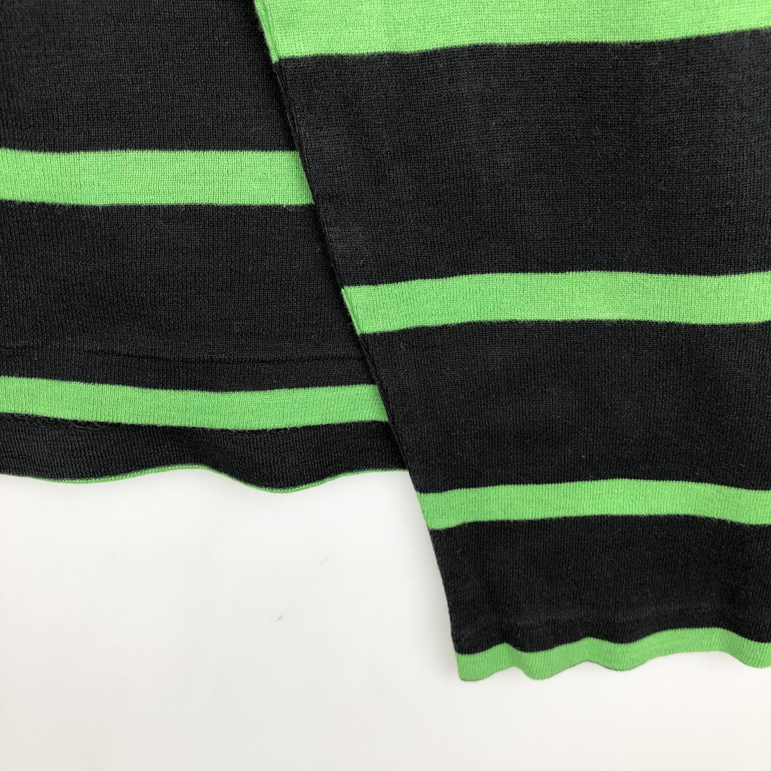 Ralph Lauren POLO by Ralph Lauren Border Pattern Half-Zip Long-Sleeve T-Shirt (Men's XXL equivalent) cotton black type Vintage Second Hand