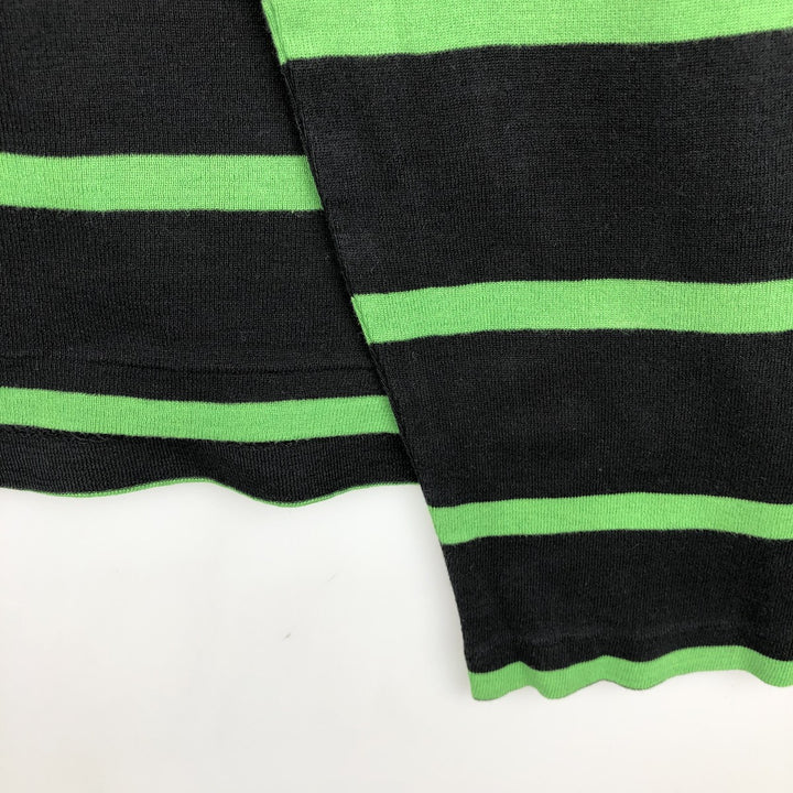 Ralph Lauren POLO by Ralph Lauren Border Pattern Half-Zip Long-Sleeve T-Shirt (Men's XXL equivalent) cotton black type Vintage Second Hand