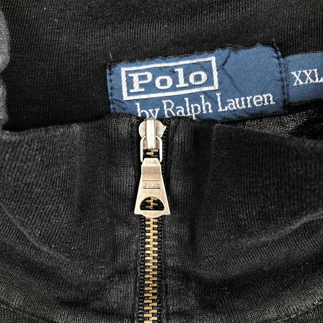 Ralph Lauren POLO by Ralph Lauren Border Pattern Half-Zip Long-Sleeve T-Shirt (Men's XXL equivalent) cotton black type Vintage Second Hand