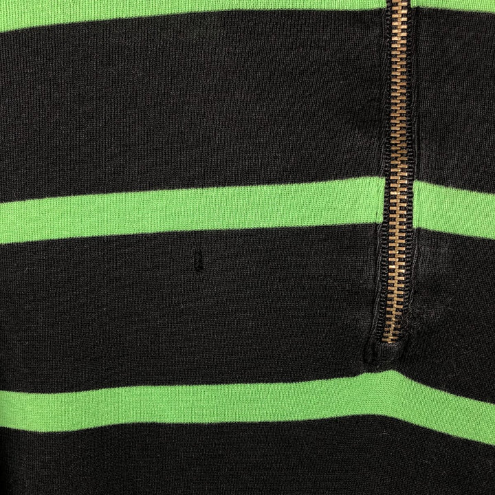 Ralph Lauren POLO by Ralph Lauren Border Pattern Half-Zip Long-Sleeve T-Shirt (Men's XXL equivalent) cotton black type Vintage Second Hand