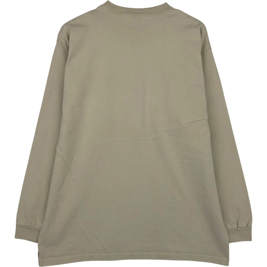 90'S Jansport Bear Pattern Long-Sleeve T-Shirt, Made in USA, Men's Size L (Equivalent), Vintage cotton Beige type Vintage Second Hand