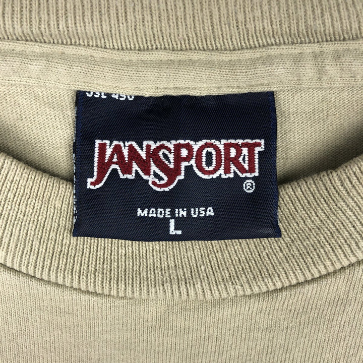 90'S Jansport Bear Pattern Long-Sleeve T-Shirt, Made in USA, Men's Size L (Equivalent), Vintage cotton Beige type Vintage Second Hand