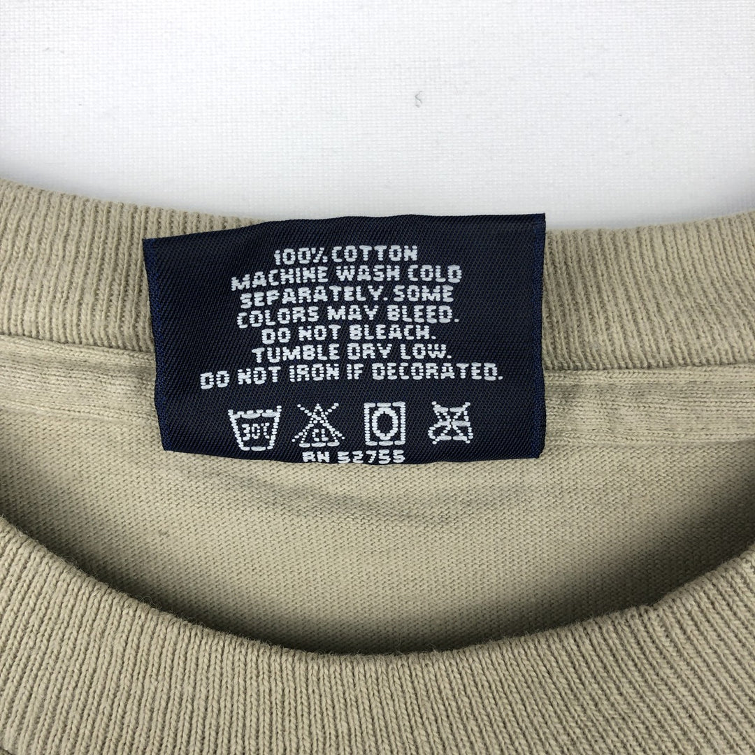 90'S Jansport Bear Pattern Long-Sleeve T-Shirt, Made in USA, Men's Size L (Equivalent), Vintage cotton Beige type Vintage Second Hand