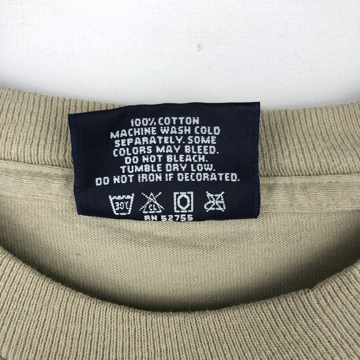 90'S Jansport Bear Pattern Long-Sleeve T-Shirt, Made in USA, Men's Size L (Equivalent), Vintage cotton Beige type Vintage Second Hand