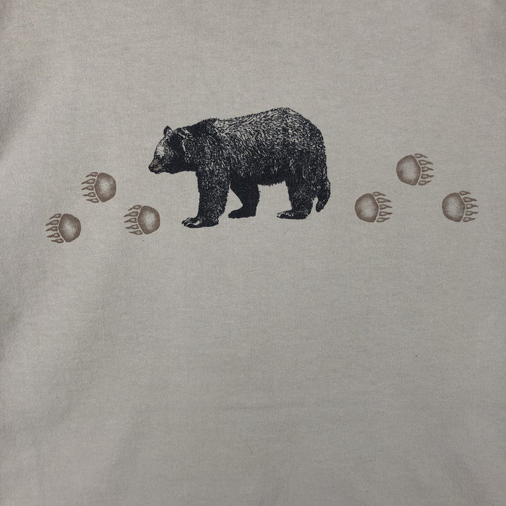 90'S Jansport Bear Pattern Long-Sleeve T-Shirt, Made in USA, Men's Size L (Equivalent), Vintage cotton Beige type Vintage Second Hand