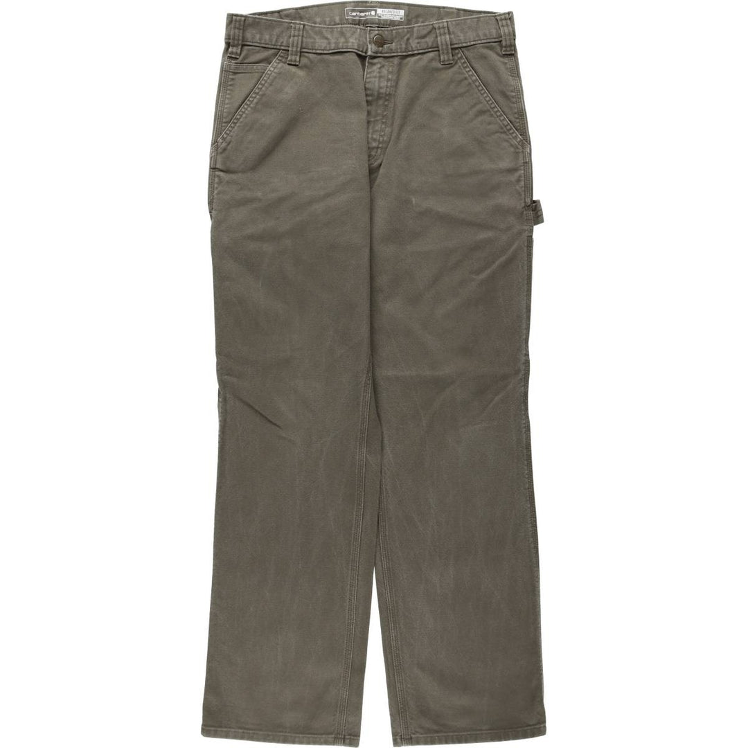 Carhartt Relaxed Fit Duck Painter Pants, Men's, Size W34 (approx.), Zipper Fly cotton Khaki type Vintage Second Hand