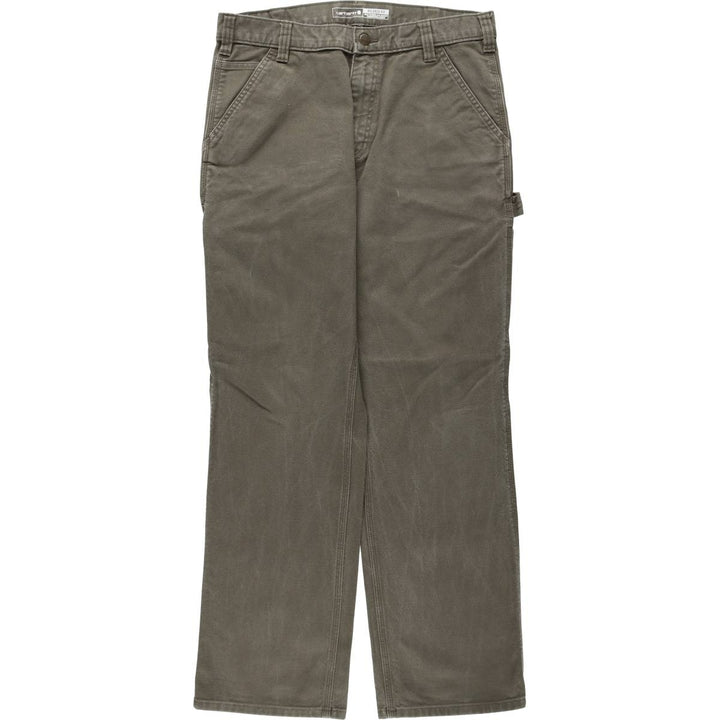 Carhartt Relaxed Fit Duck Painter Pants, Men's, Size W34 (approx.), Zipper Fly cotton Khaki type Vintage Second Hand