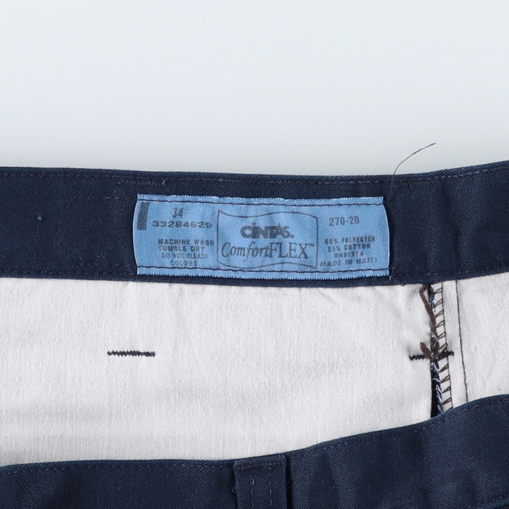 CINTAS Work Pants, Men's, Size W34 (approx.) polyester navy blue type Vintage Second Hand