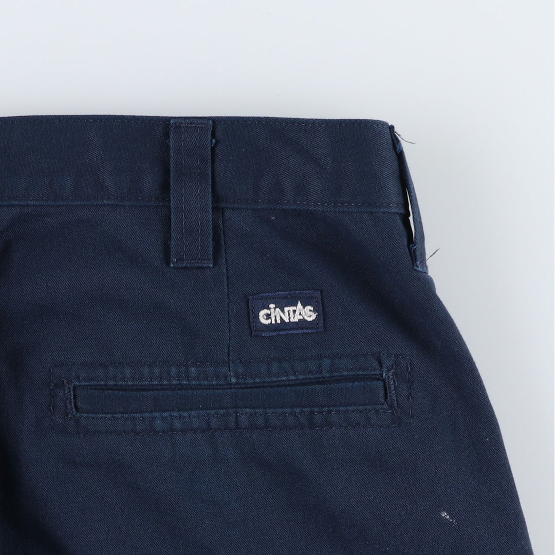 CINTAS Work Pants, Men's, Size W34 (approx.) polyester navy blue type Vintage Second Hand