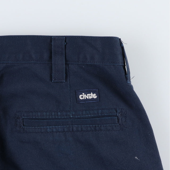 CINTAS Work Pants, Men's, Size W34 (approx.) polyester navy blue type Vintage Second Hand