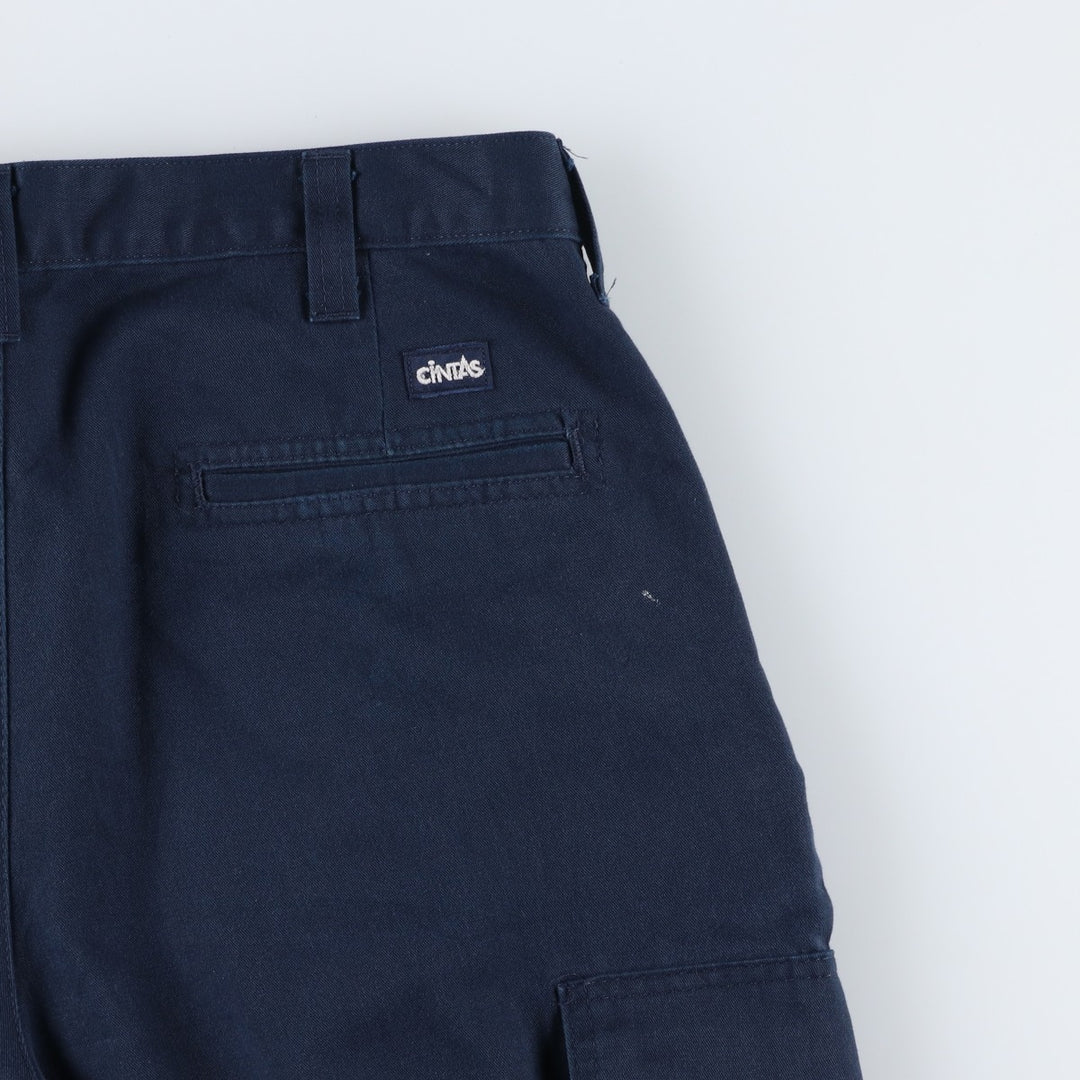 CINTAS Work Pants, Men's, Size W34 (approx.) polyester navy blue type Vintage Second Hand