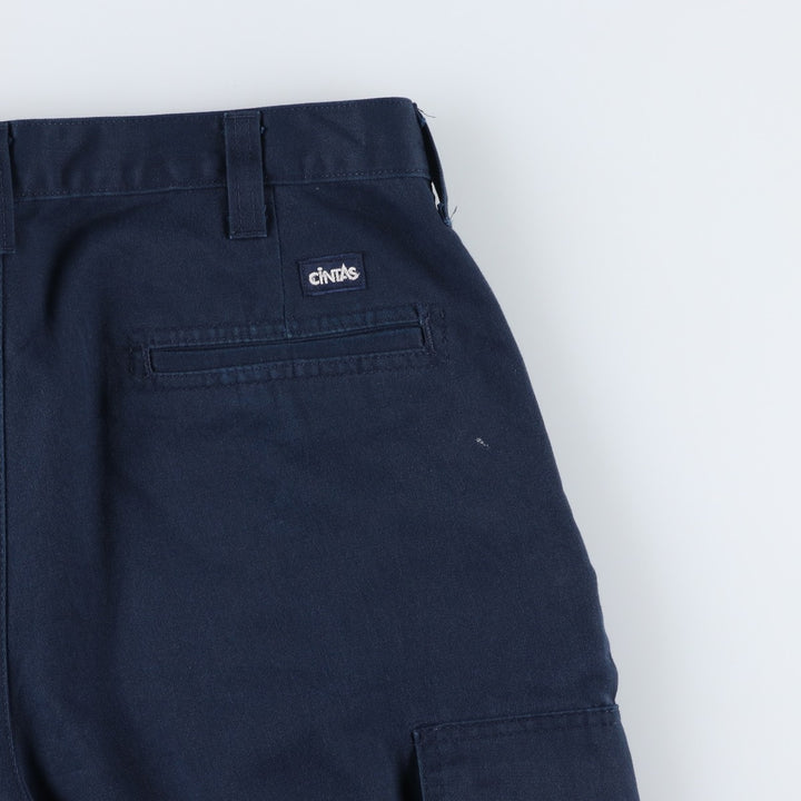 CINTAS Work Pants, Men's, Size W34 (approx.) polyester navy blue type Vintage Second Hand
