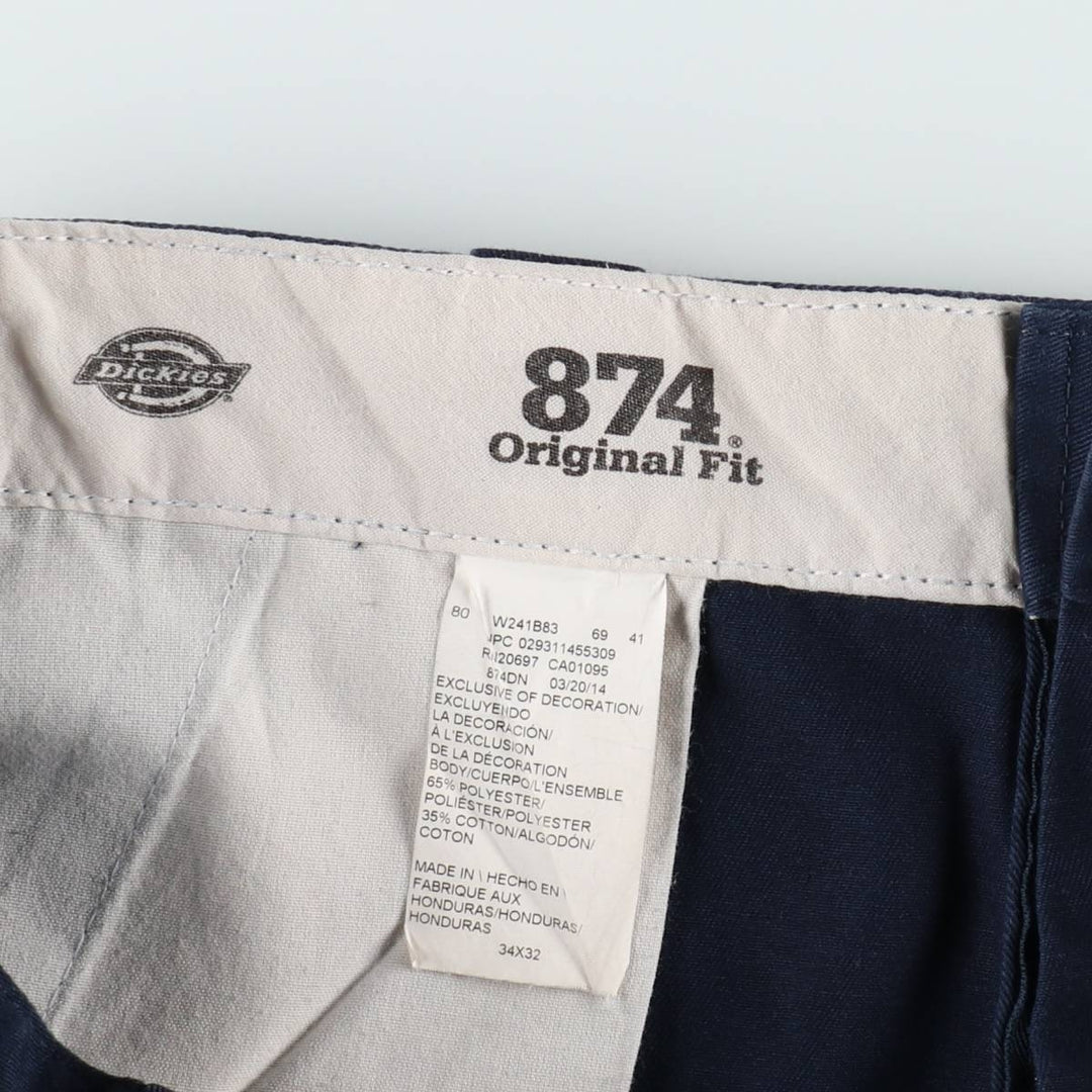Dickies 874 Original Fit Work Pants, Men's, Size W34 polyester navy blue type Vintage Second Hand