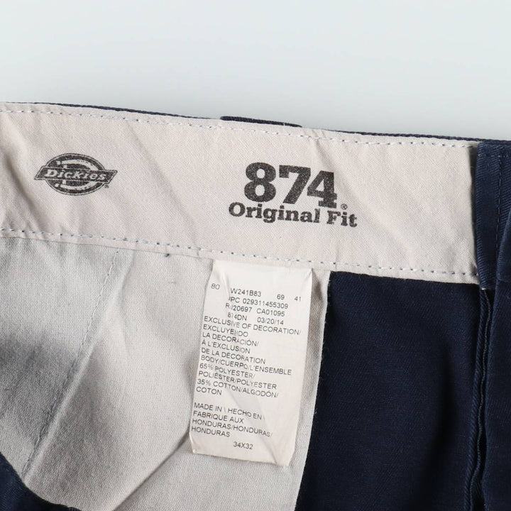 Dickies 874 Original Fit Work Pants, Men's, Size W34 polyester navy blue type Vintage Second Hand