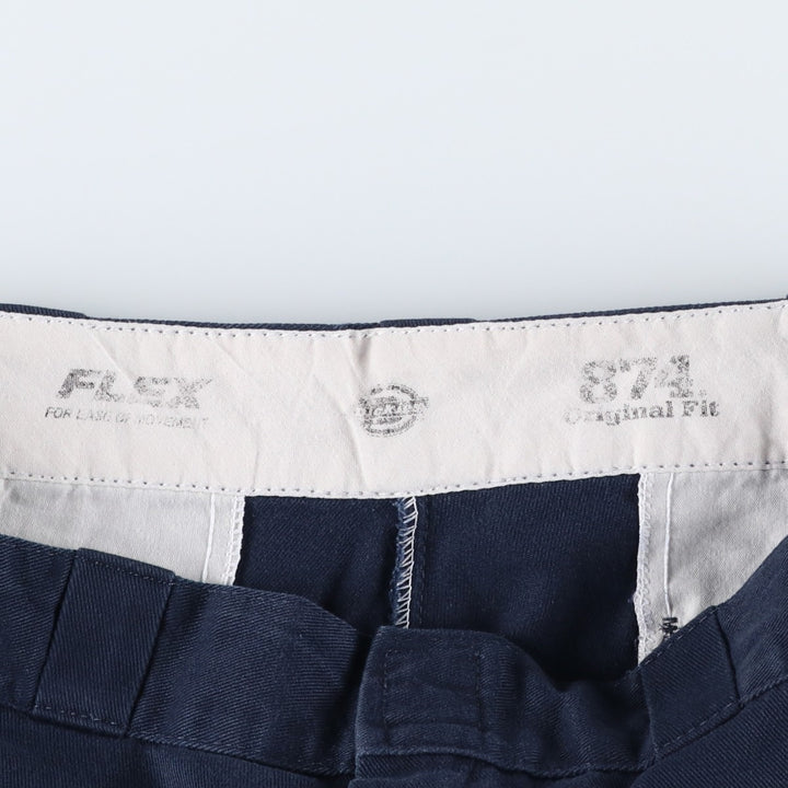 Dickies Work Pants Men's W34 polyester navy blue type Vintage Second Hand