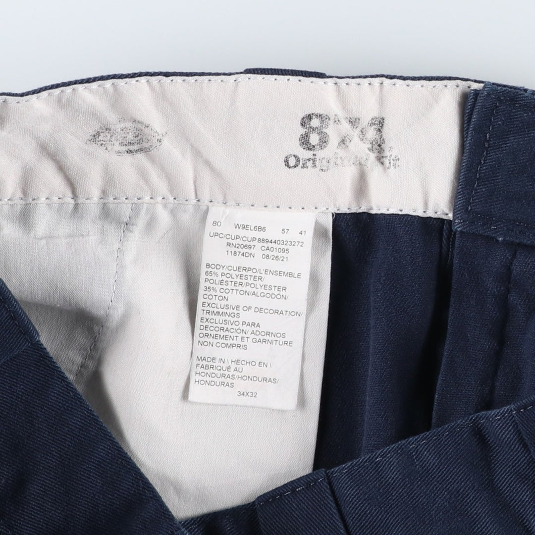Dickies Work Pants Men's W34 polyester navy blue type Vintage Second Hand