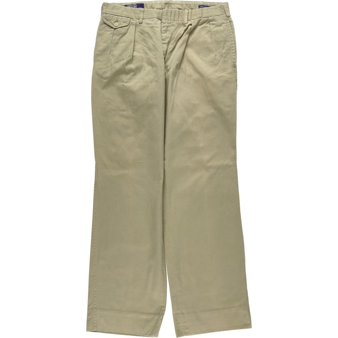 Vintage Ralph Lauren POLO by Ralph Lauren men's two-pleat chino pants, size W33. unclear Khaki type Vintage Second Hand