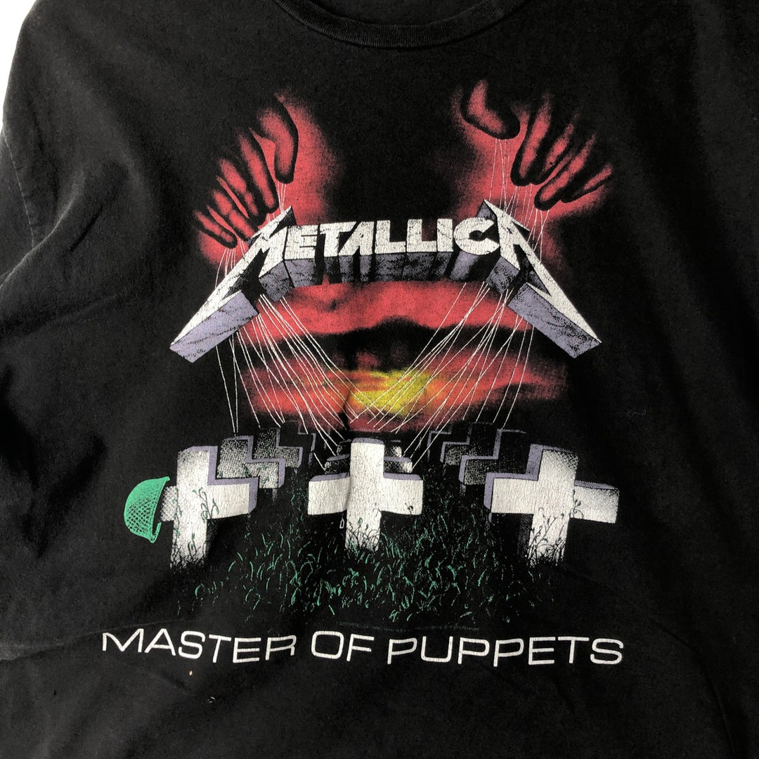 METALLICA Metallica Band T-shirt Band T Men's L size unclear black type Vintage Second Hand