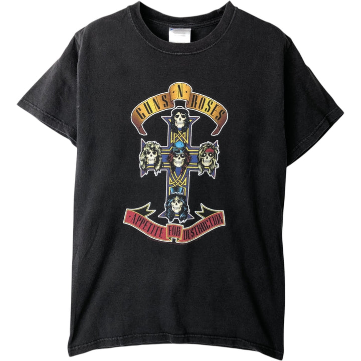 Hanes Guns N' Roses Skull Pattern Band T-Shirt (Men's Size S) cotton black type Vintage Second Hand