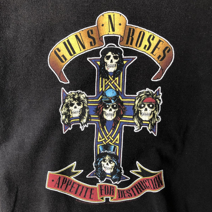 Hanes Guns N' Roses Skull Pattern Band T-Shirt (Men's Size S) cotton black type Vintage Second Hand