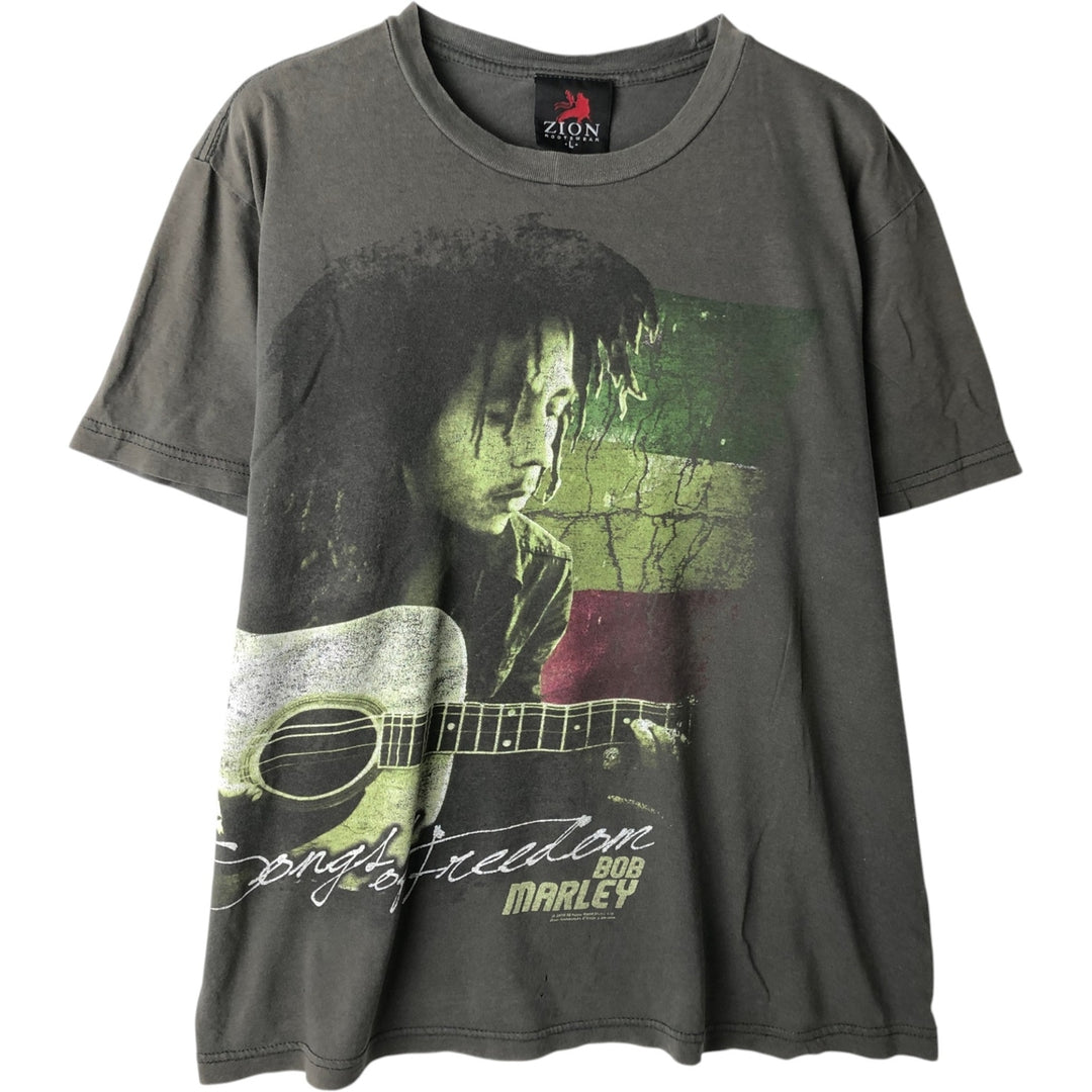 ZION BOB MARLEY Bob Marley Band T-shirt, Made in USA, Men's Size L cotton Charcoal Vintage Second Hand