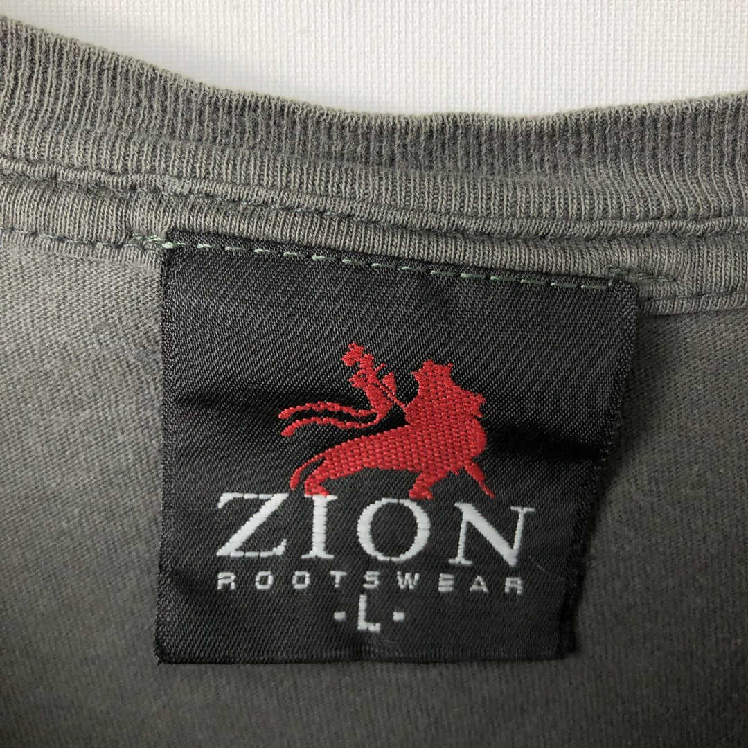 ZION BOB MARLEY Bob Marley Band T-shirt, Made in USA, Men's Size L cotton Charcoal Vintage Second Hand
