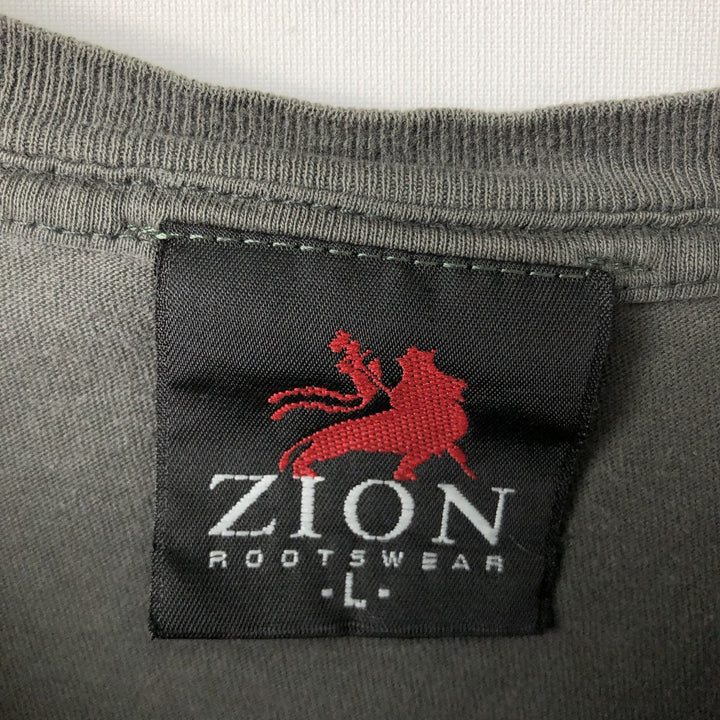 ZION BOB MARLEY Bob Marley Band T-shirt, Made in USA, Men's Size L cotton Charcoal Vintage Second Hand