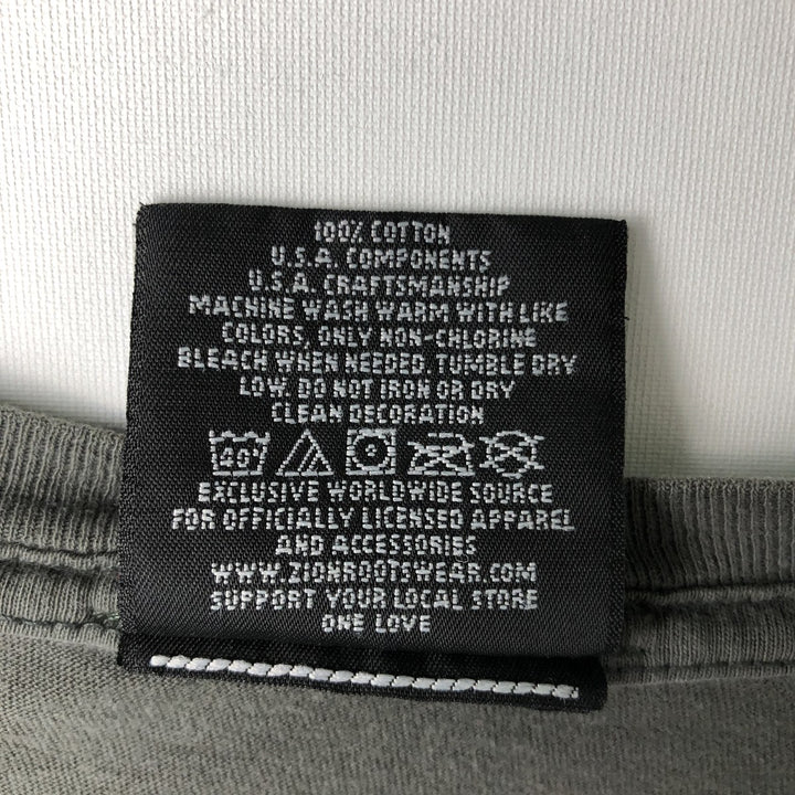 ZION BOB MARLEY Bob Marley Band T-shirt, Made in USA, Men's Size L cotton Charcoal Vintage Second Hand