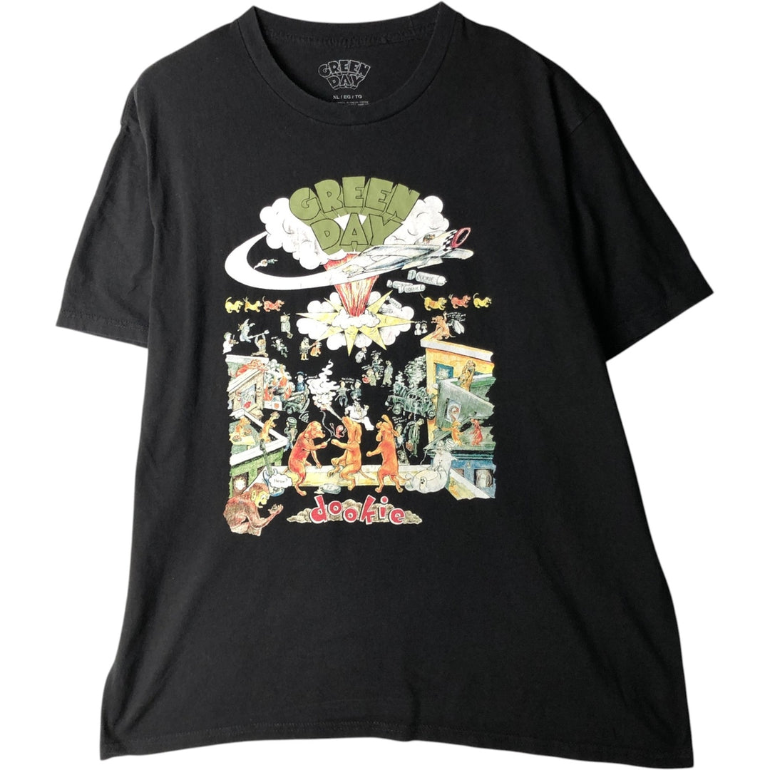 GREEN DAY Green Day Band T-shirt Band T Men's XL size cotton black type Vintage Second Hand