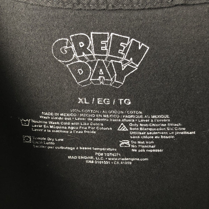 GREEN DAY Green Day Band T-shirt Band T Men's XL size cotton black type Vintage Second Hand