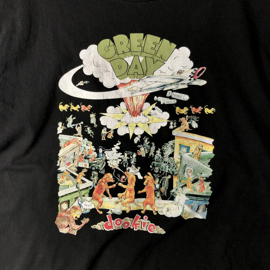 GREEN DAY Green Day Band T-shirt Band T Men's XL size cotton black type Vintage Second Hand