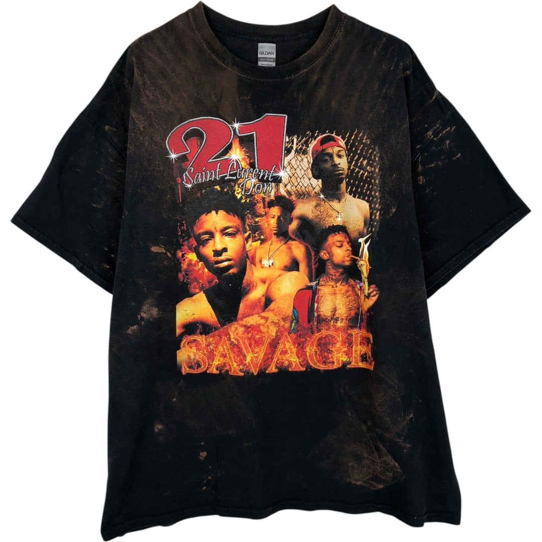 Gildan 21 Savage 21 Band T-Shirt, Men's XXL equivalent. cotton black type Vintage Second Hand
