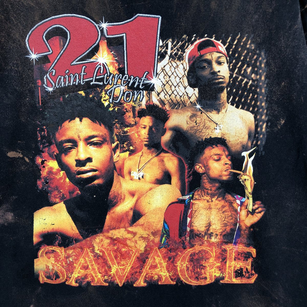Gildan 21 Savage 21 Band T-Shirt, Men's XXL equivalent. cotton black type Vintage Second Hand