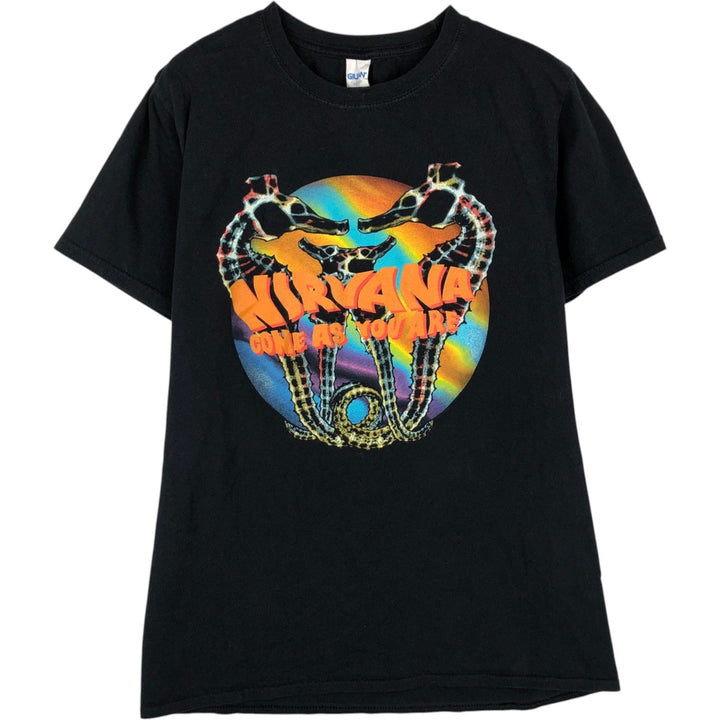 Gildan GILDAN NIRVANA Nirvana Band T-shirt Band T Men's M size cotton black type Vintage Second Hand