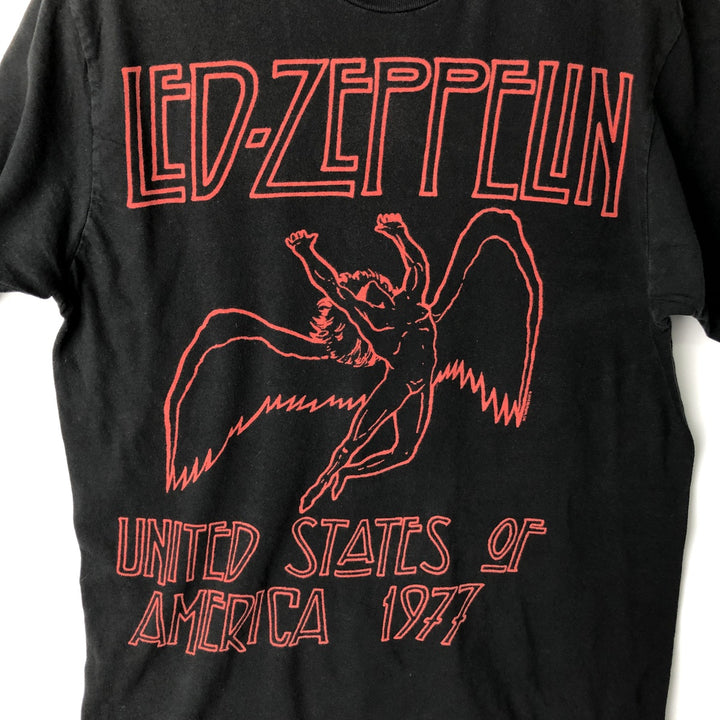 LED ZEPPELIN Led Zeppelin Band T-shirt Band T Men's M size cotton black type Vintage Second Hand